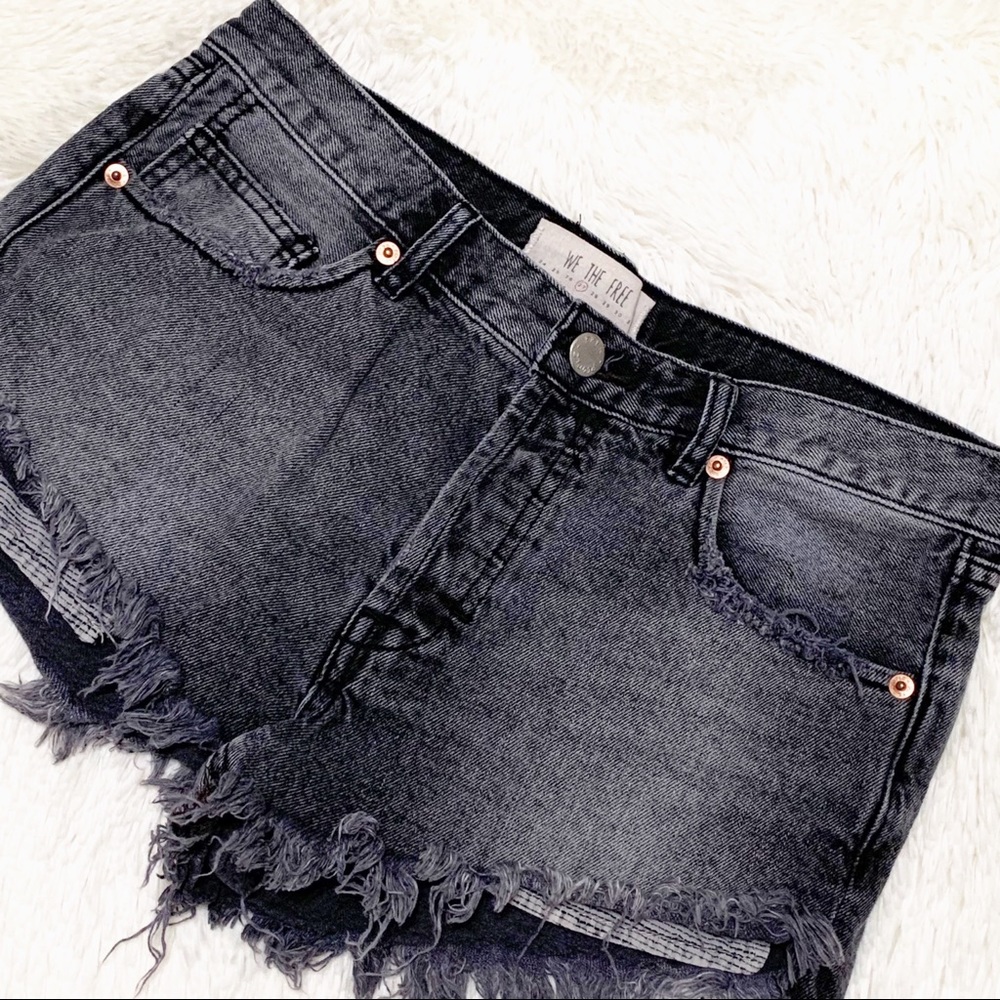 We The Free Charcoal Gray Cut Off Jean Shorts Size 27